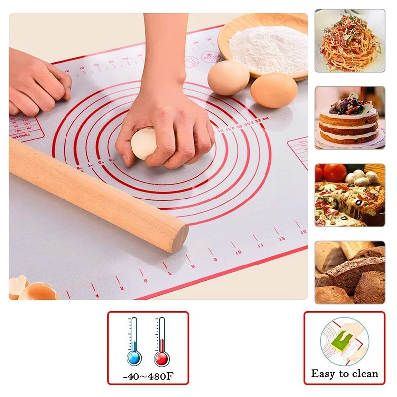 

【START YOUR SHOPPING JOURNEY】Силиконовый коврик для выпечки, антипригарный коврик для выпечки, очень большой с измерениями для выпечки - Тесто для пиццы Ro