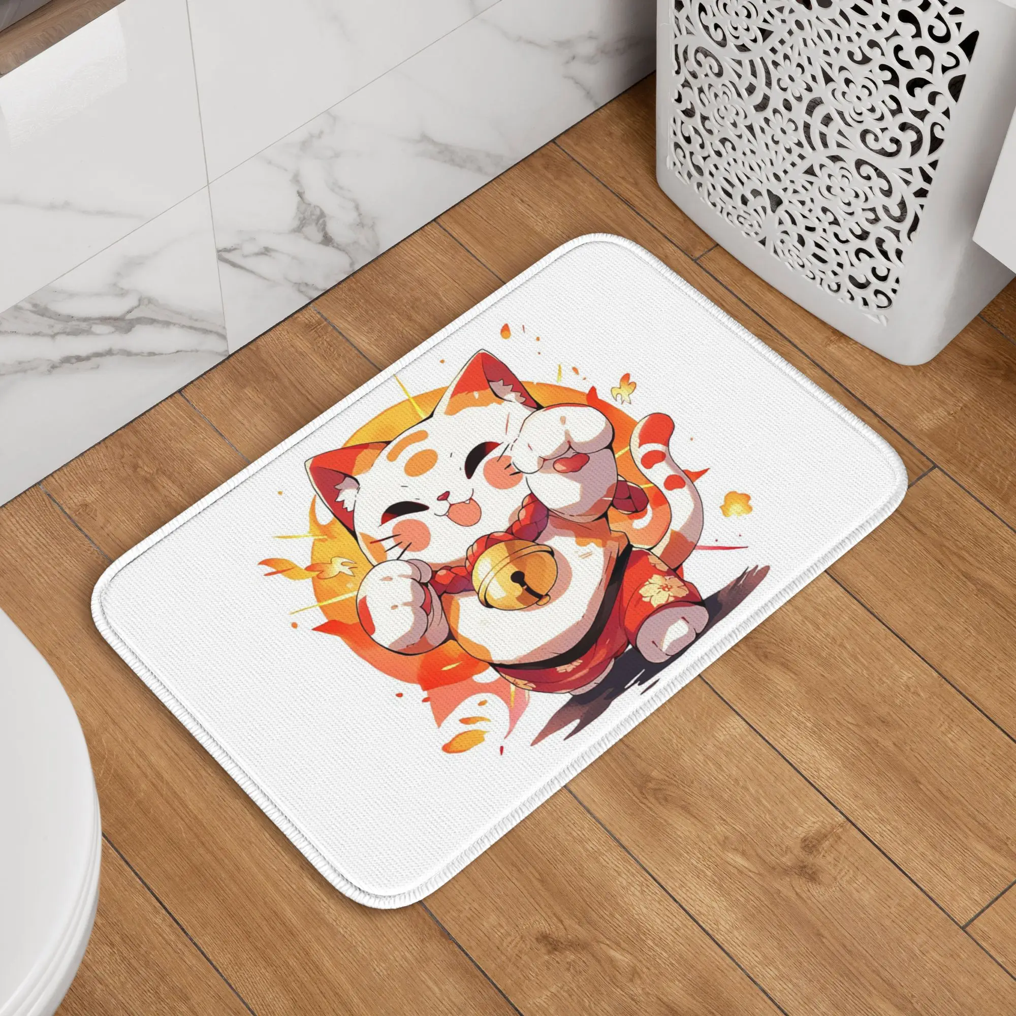 Alfombra de dibujos animados de gato Maneki Neko, alfombra mullida y duradera para la entrada de la cocina, alfombra para el suelo del hogar, alfombrillas para sala de estar