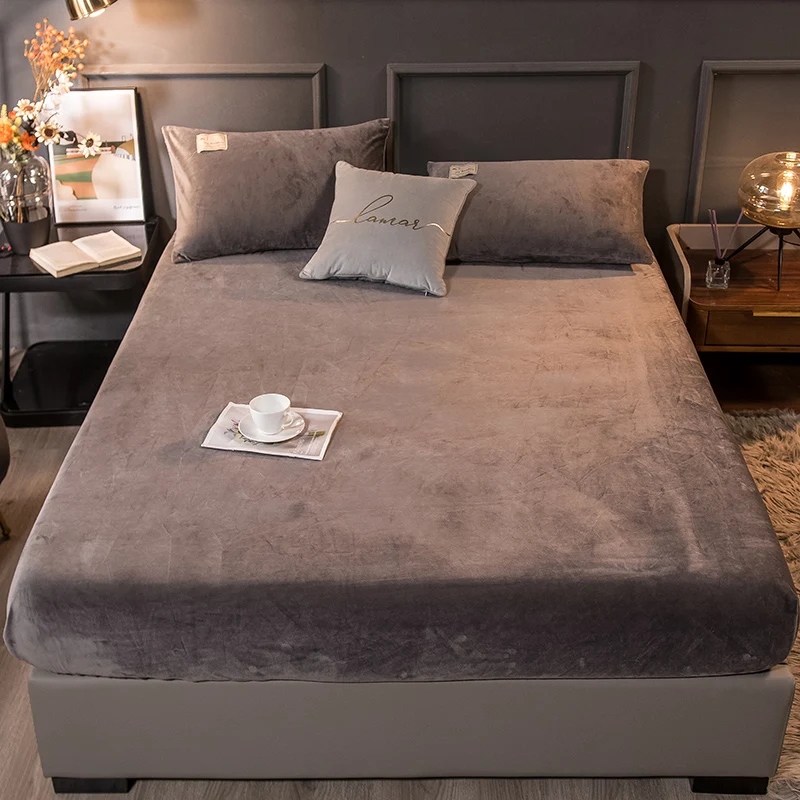 

Crystal Fleece Bed Sheet Set (1* Fitted Sheet, 2* Pillowcases), Soft, Comfortable and Skin-Friendly, Suitable for Bedrooms