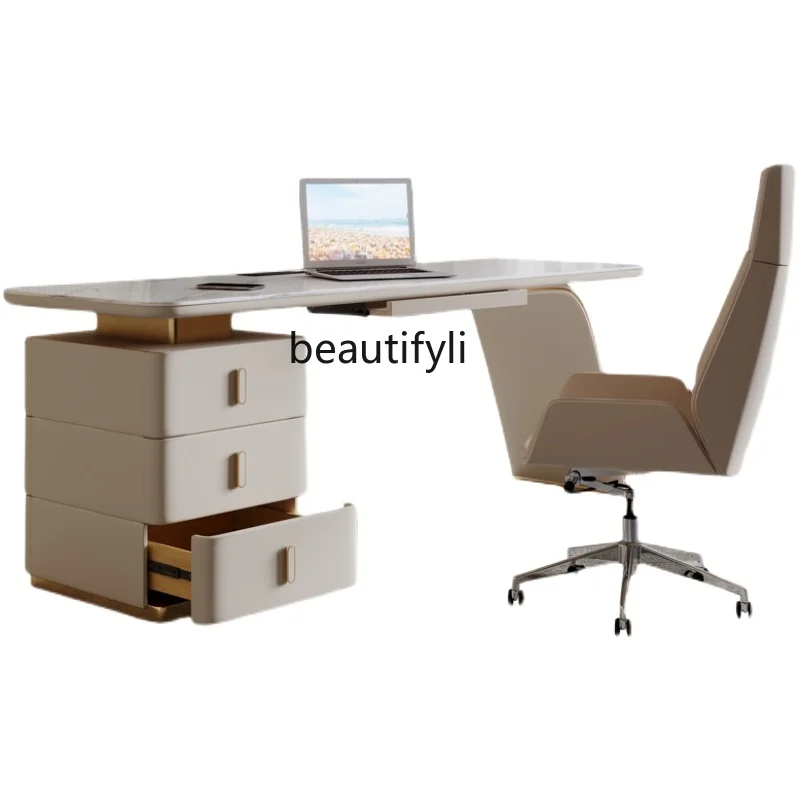 

Light Luxury Stone Plate Desk Modern Minimalist Desktop Computer Desk Desk Home Study Desk