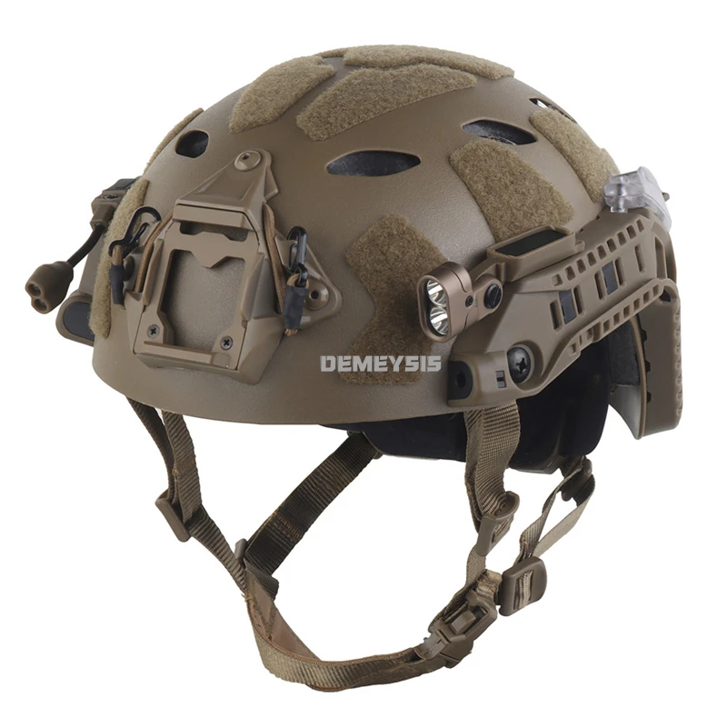 Tactical FAST SF Helmet Outdoor Hunting Shooting Airsoft Helmet Set Modular Integrated ARC Rail Battery Box with Signal Light
