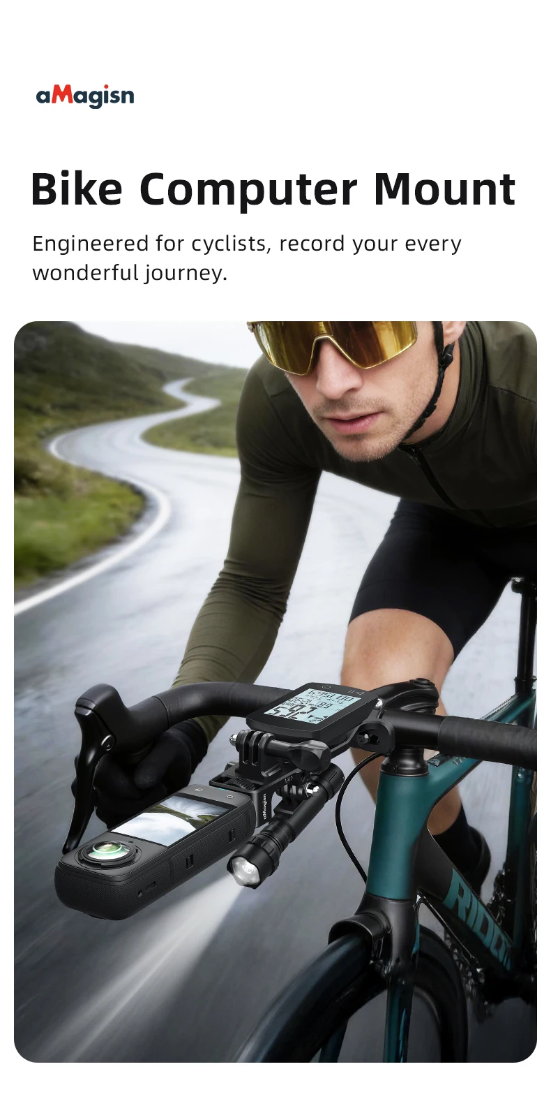 Fahrradcomputerhalterung Universelle Leichtgewichtige Integrierte Fahrrad-Verlängerungshalterung für Insta360 X6 DJI GoPro Kamera Fahrradzubehör – Detail 1