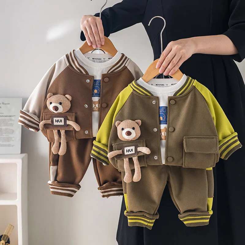 New Spring Autumn Children Boys Clothes Kids Clothing Suit Jacket Coat Pants Infant Cotton Tracksuits 2pcs/set 1 2 3 4 5 Years