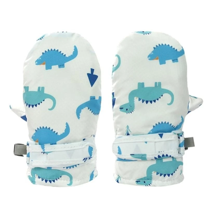 

1 Pair Thicken Warm Gloves for Ski Snowboard Activity, Unisex Dinosaur Pattern Mittens Water Resistant Snow Gloves 425F