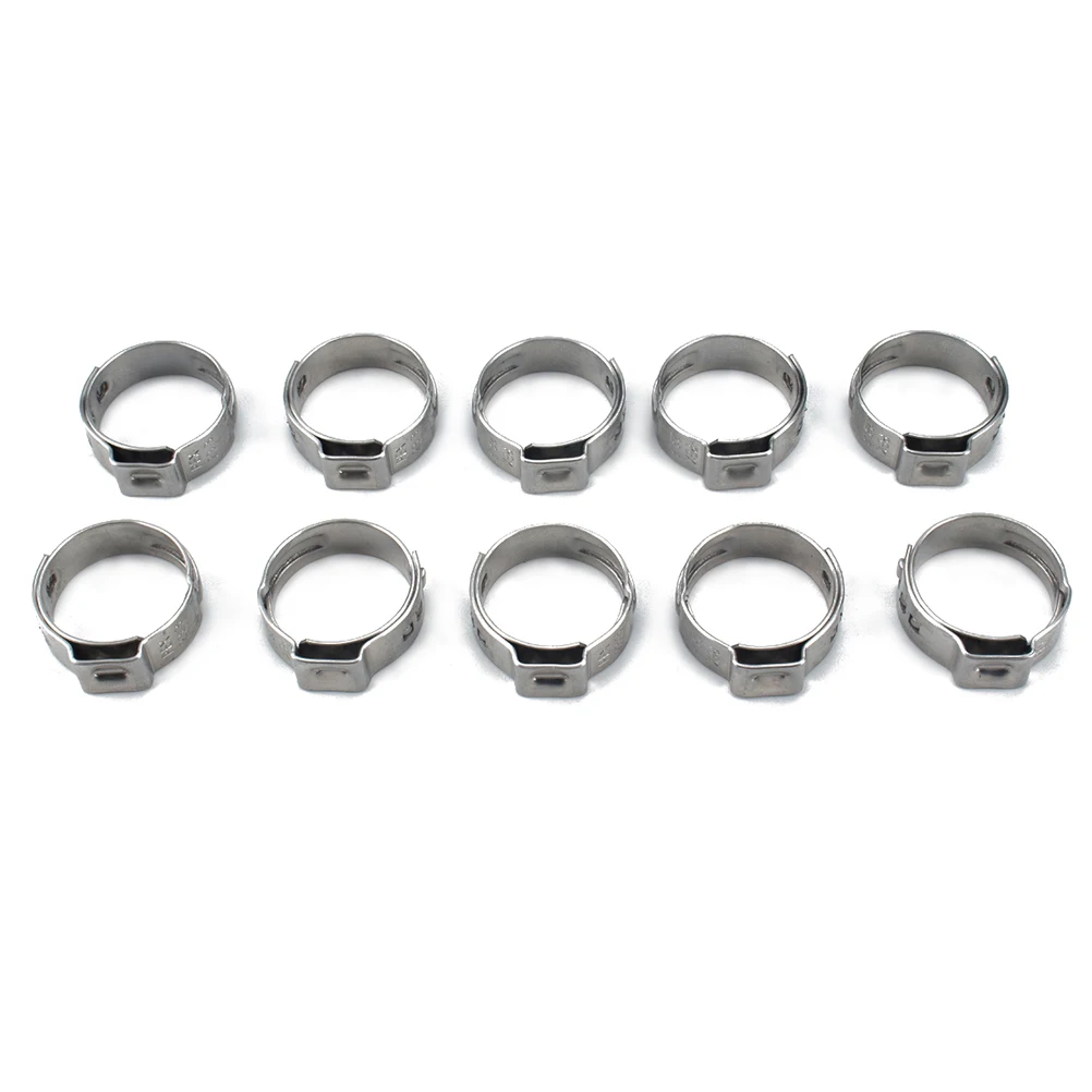 

10 Pcs Single Ear Clamp Hose Clamps Clip Drive for Gas Dedicated Stainless Steel