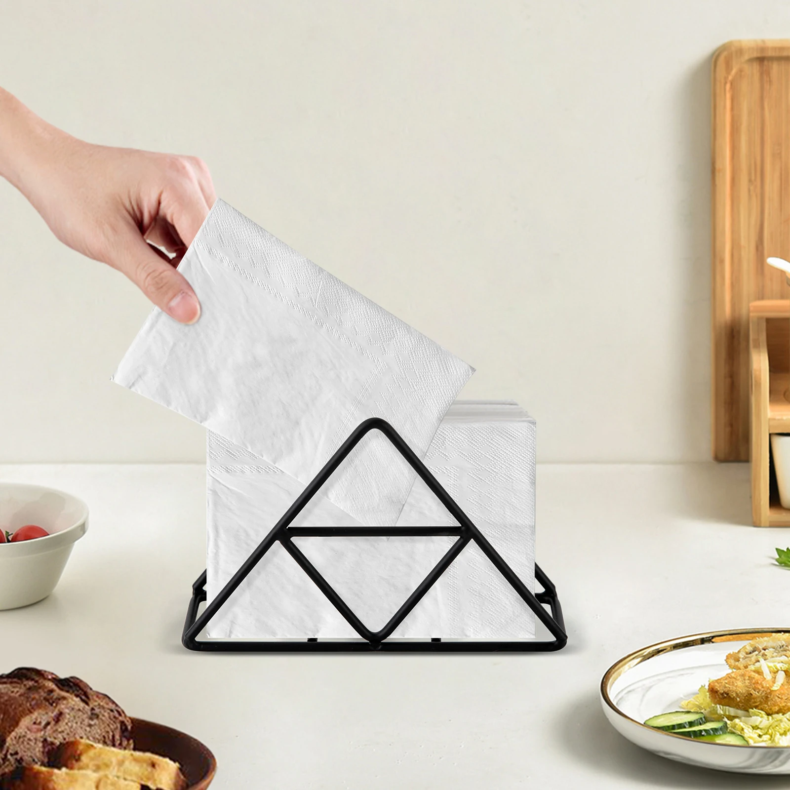 Modern Electroplated Spraying Napkin Holder Anti-Scratch Rounded Edge Stable Base Desktop Tissue Organizer