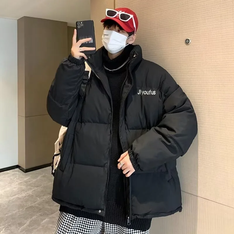 Bla American Workwear down Jaet Men's Winter Thiened Lightweight Cotton Coat Cleanfit Stand Collar Bread Sle Coat