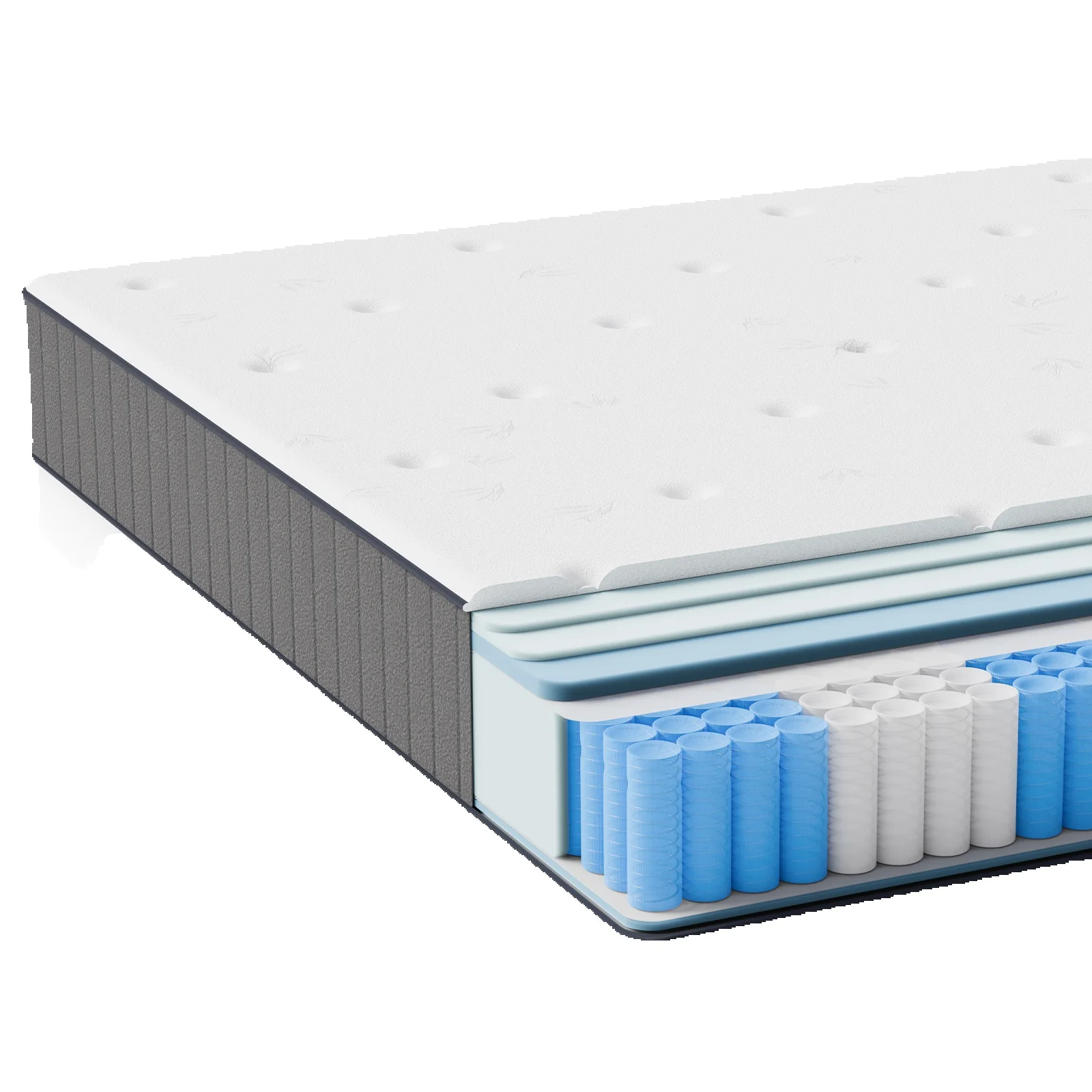 Matras met pocketveringkern 160*200*25cm H3 - 7 zones met diatomeeënschuim & orthopedische ondersteuning