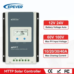 ソーラー充電コントローラーEPEVER-MPPT,自動トレーサー,電力レギュレーター,60v,100v,10a,20a,30a,40a,12v,24v