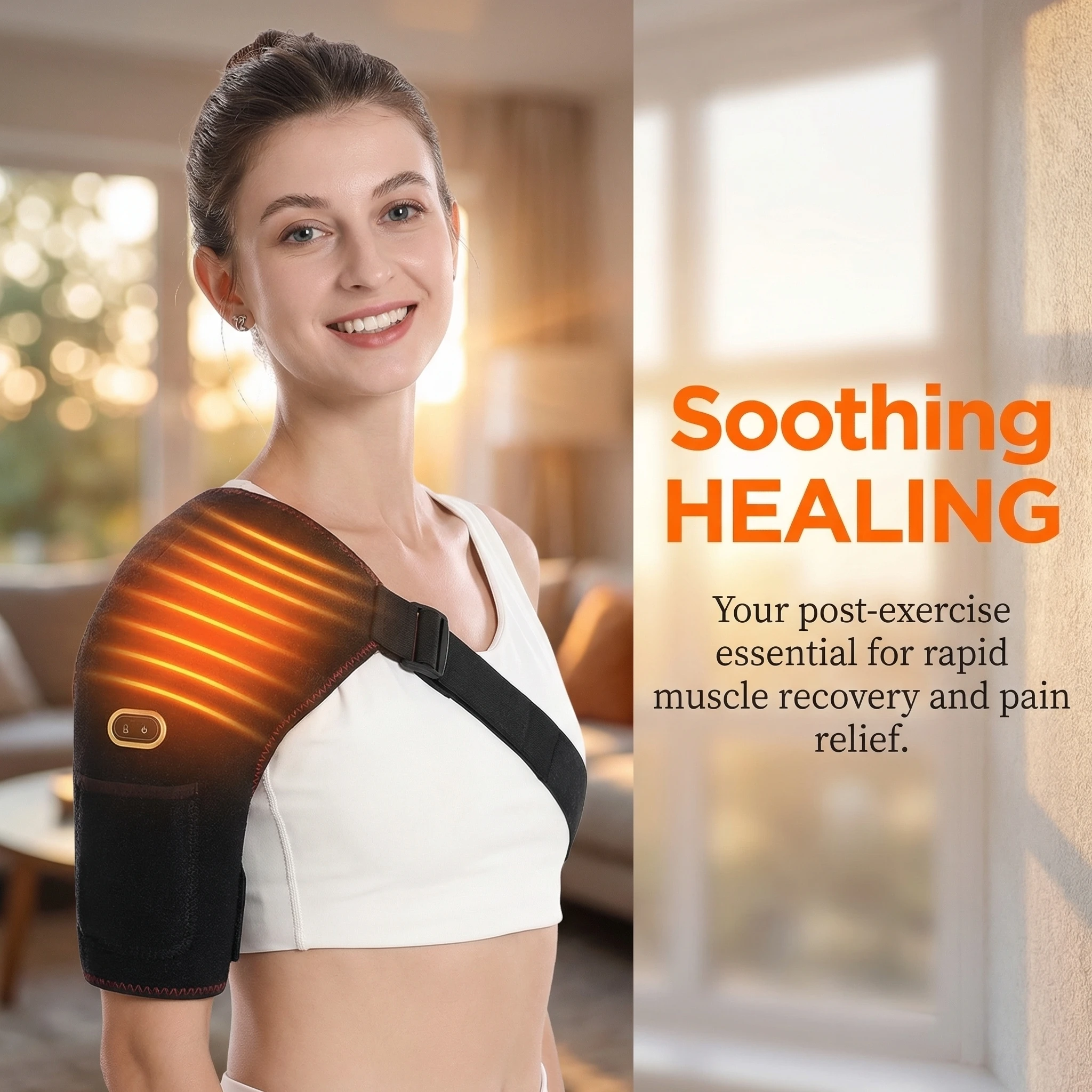 

Электрический массажер для плеч с подогревом, 3 температурных режима и вибрация, согревающий бандаж-фиксатор для плеча для снятия боли