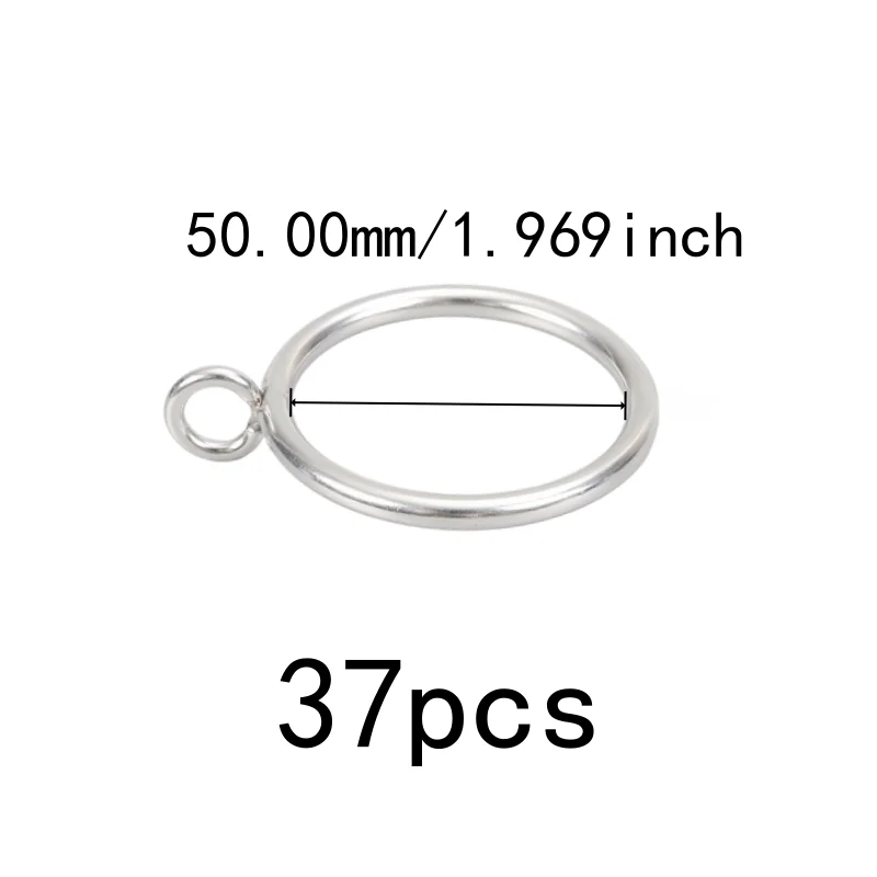 Smooth Sliding On Rod 50mm Iron Drapery Rings 37 pcs, perfect for Bedroom Blackout Drapery, Rust Resistant Finish, Silver