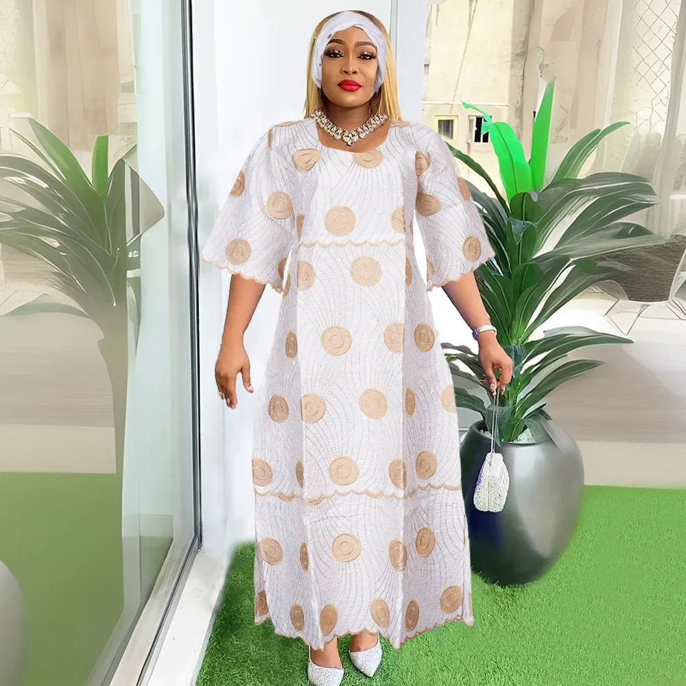 

African Clothes for Women Plus Size Dashiki Traditional Bazin Embroidery Evening Gown Nigeria Wedding Party Dresses 2024