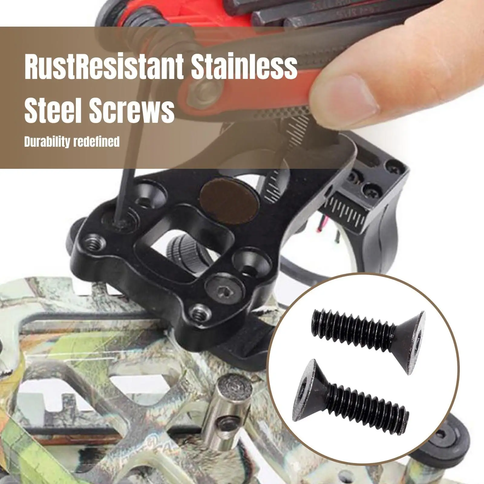 Stainless Steel Bow Fixed Sight Adapter Screw for Archery Stabilizer Mount and Outdoor Crossbow Practice