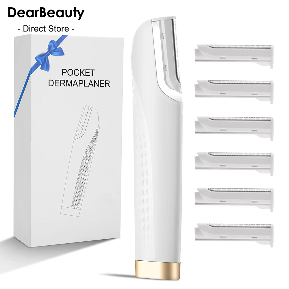 

Sonic Dermaplaning Razor for Women's Face Rechargeable Dermaplane Razor Facial Exfoliation 3 Speeds Eyebrow Trimmer with 6 Blade