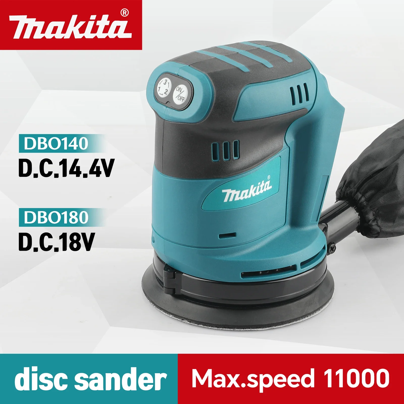 Makita DBO180Z 18V Brushless Cordless Rechargeable Disc Random Orbital Sander Woodworking Sanding Putty Polishing Bare Tool