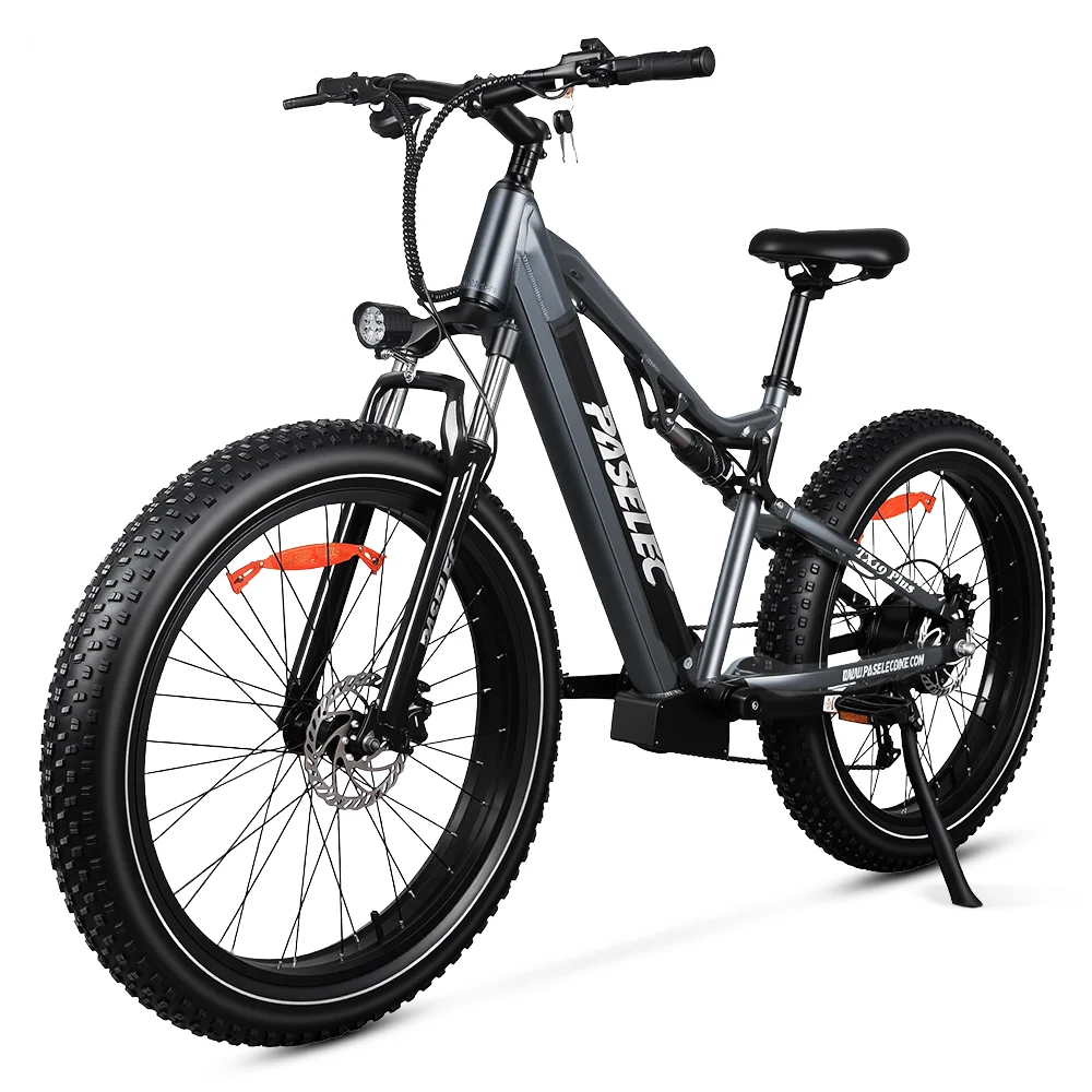 Bicicletta elettrica PASELEC TX19Plus con sospensioni complete, motore da 1000W, batteria rimovibile da 48V 19.2Ah, pneumatici fat da 26*4.0", freni a disco idraulici, e-bike per adulti adatta a tutti