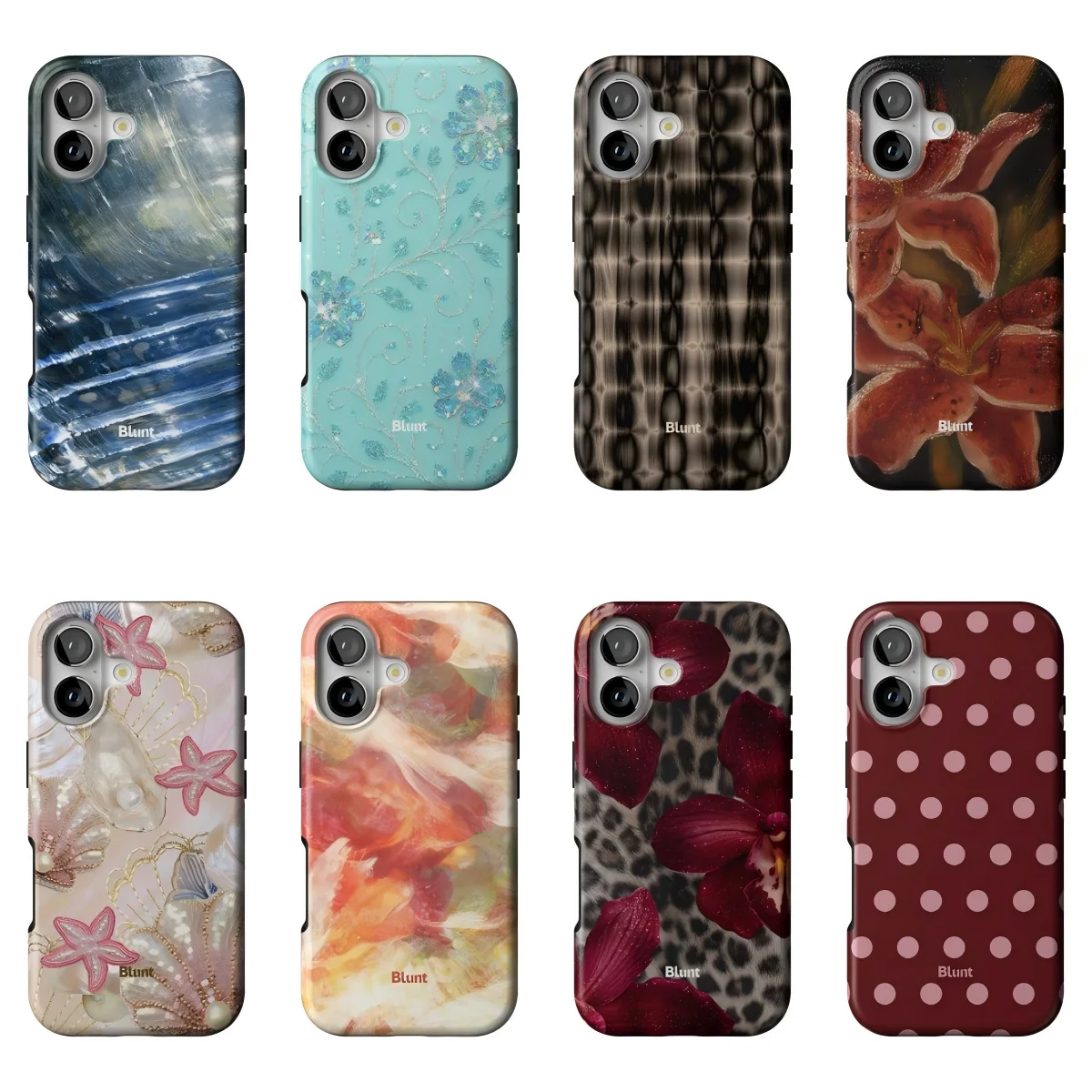 Blunts Retro Blumen-Muschel-Handyhülle für iPhone 17 17e 16e 16 15 14 13 12 11 X XS XR Air Pro Max Plus Doppelschichtige Rückabdeckung