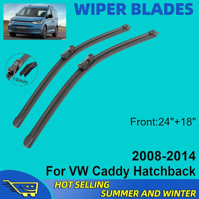 

2PCS For VW Caddy Hatchback 2008-2014 2009 2010 2011 24"+18" Front Wiper Blades Windshield Windscreen Window Cutter Accessories