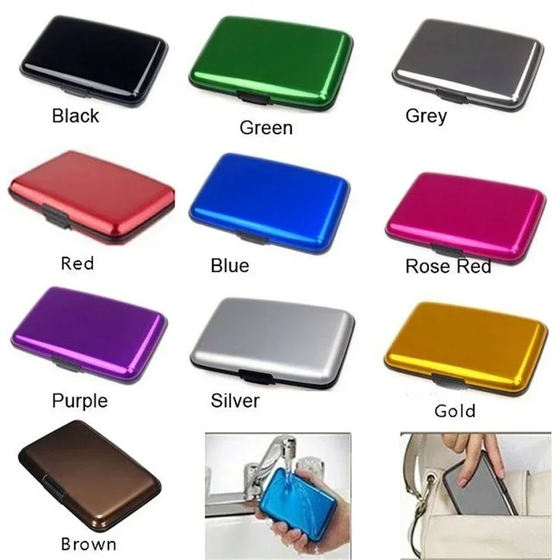 Glossy Multicolored Pocket Waterproof Wallet Business ID Credit Card Purse Cash Holder Aluminium Alloy(Outer) + Plastic( Inner)