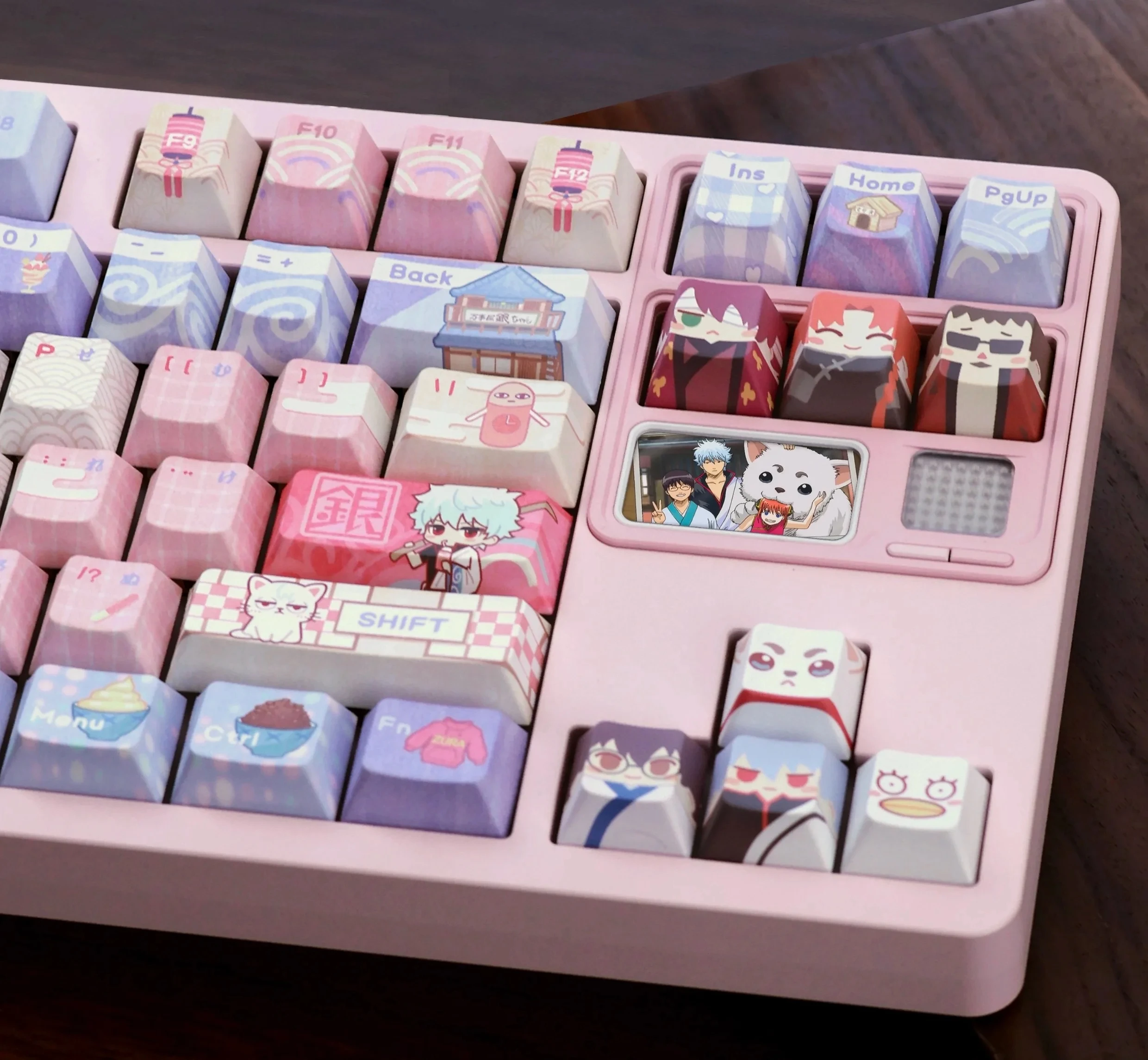 129 Keys Gintama Theme Keycap Cute CHERRY Profile PBT DYE-Sub Keycaps for Mechanical Keyboard Caps for Made68 Mad68 Wooting 60