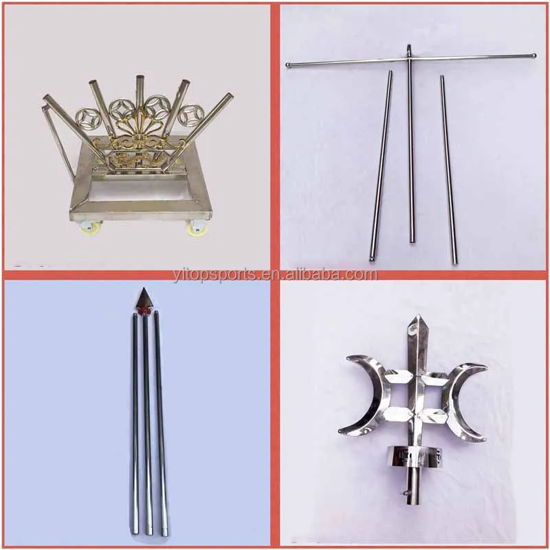 Lion Dance Performance Flag Frame Set Stainless Steel Flag Pole Head Accessories for Traditional Folk Dance