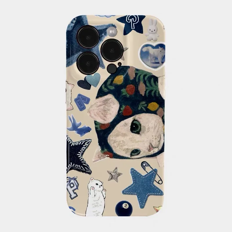 

Ins Korean Light Yellow Star Cat Case for IPHONE 17 16ProMax 15 14 13 12 11 PRO Plus Acrylic TPU Two in One Magnetic Phone Cases