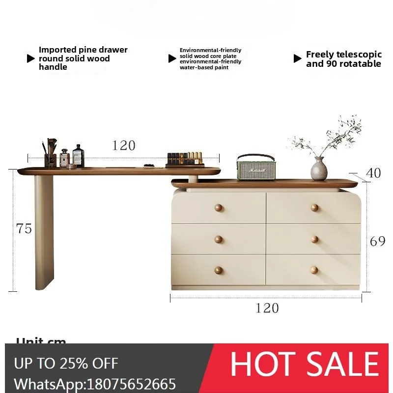 

SGF New Bedroom Dressing Table and Chest of Drawers Integrated Solid Wood Makeup Table Simple Modern