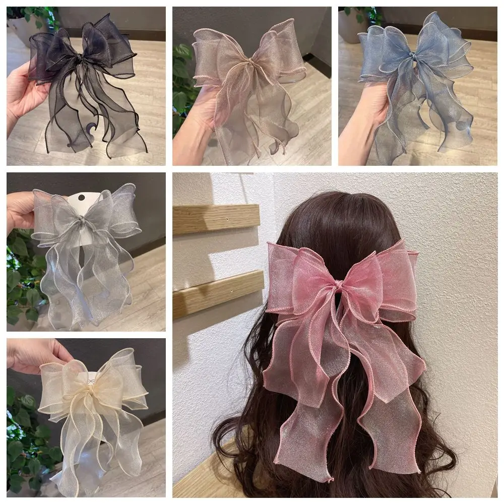 Mesh Hairgrip Ribbon Headpiece Girls Fashion Ponytail Hair Barrettes Lace Hair Clips Multi-layer Bow Knot Hair Barrettes