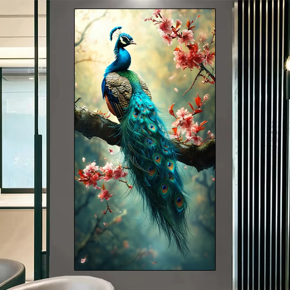 

Diamond Cross Embroidery Beautiful Blue Peacock Flower 5D DIY Diamond Embroidery Rhinestone Embroidery Home Decoration