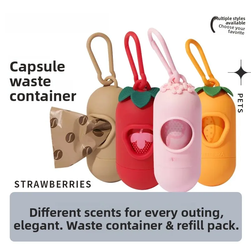 Thickened Capsule Dog Poop Bag Holder Outdoor Travel Portable Dog Poop Scooper Set Easy One-Click Bag Fitting for Canine Pets
