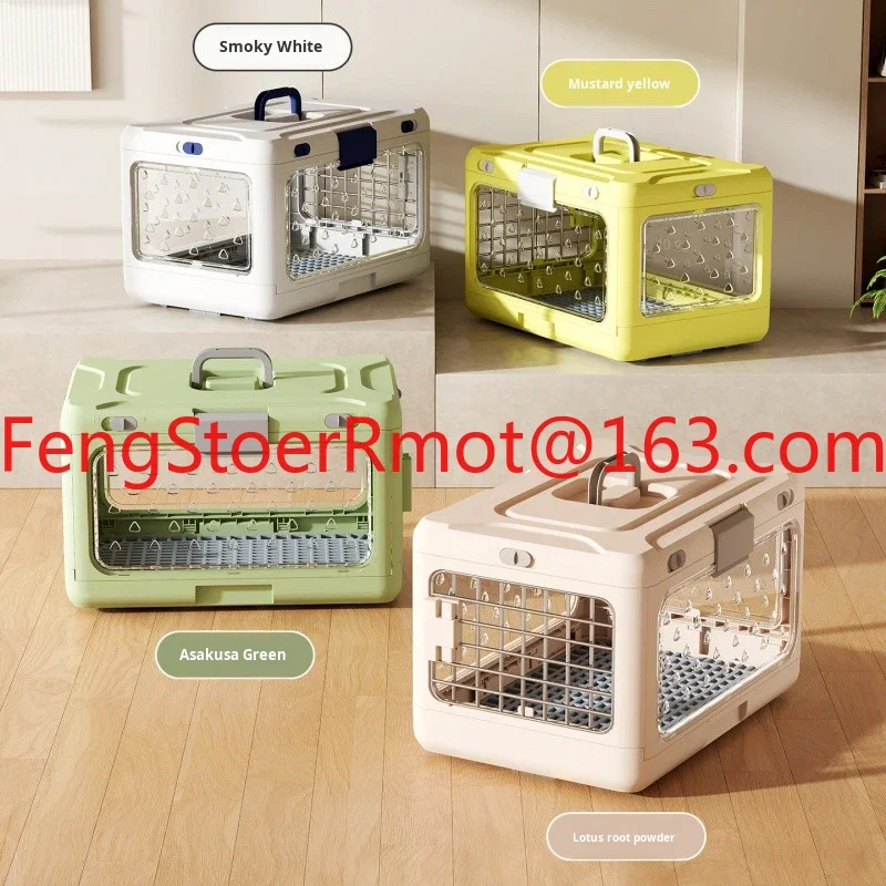 Pet supplies Portable pet air bag folding Dog suitcase out car carrying large capacity cat checked transparent box