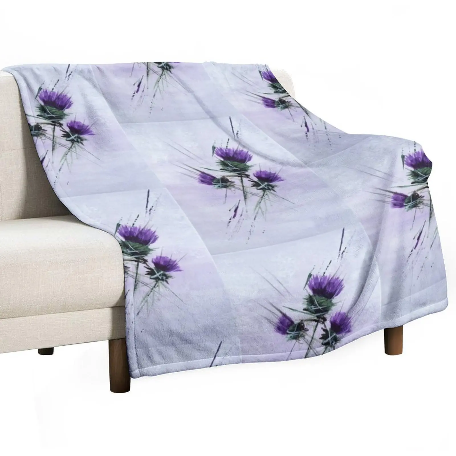 

Scottish Thistles artwork in a contemporary style Throw Blanket Quilt Luxury Throw Baby Blankets