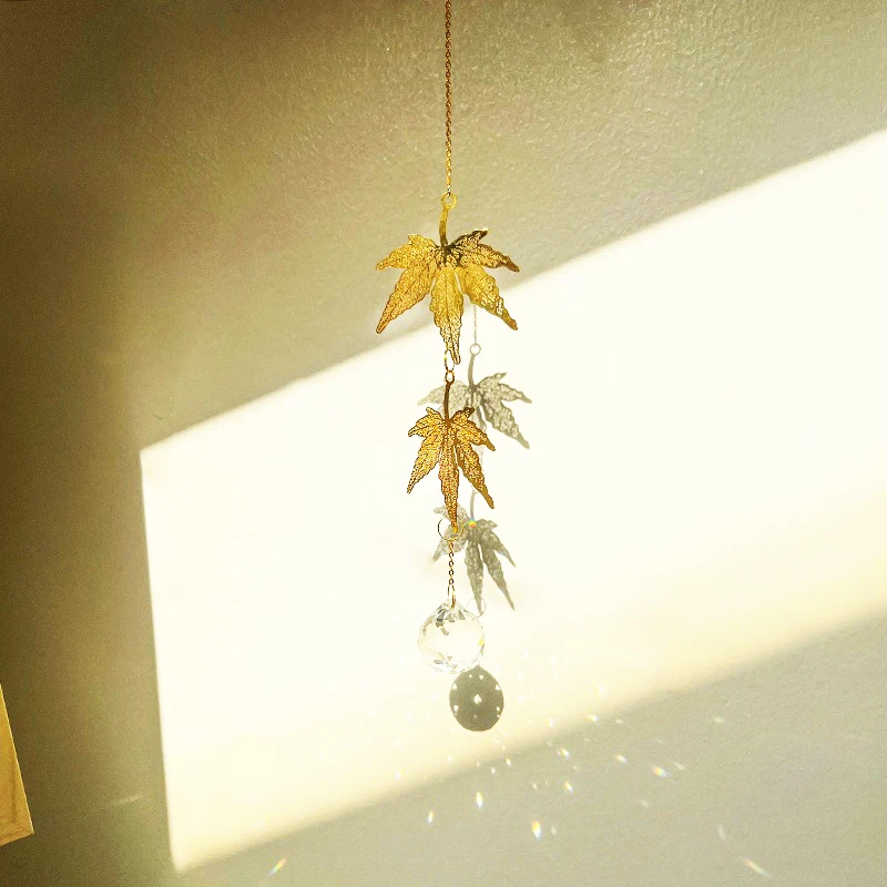 

New Crystal Prism Hanging Decoration Sun Catcher Lotus & Ginkgo Leaf Gift Crystal Suncatcher Window Art Crystal Wind Chime