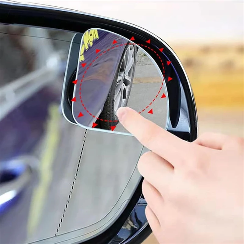 2-4Pcs Car Blind Spot Mirrors Fan Shape Waterproof Frameless Glass Wide Angle Self-Adhesive Adjustable Rear View Convex Mirror