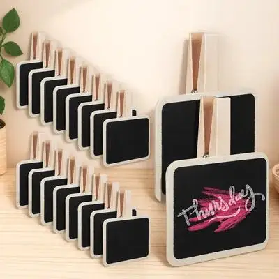 

20 Pcs Mini Chalkboard Signs Wooden Clips 7 2x6 8x4 8cm Square Reusable Food Labels Party Photo Clamp Cake Tags Blackboard