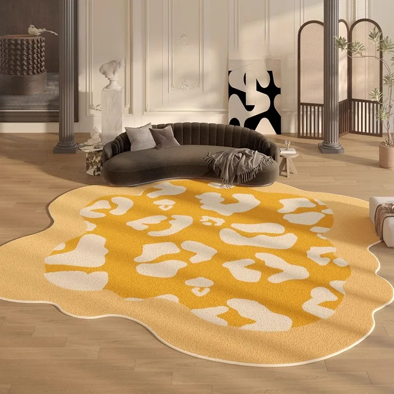 

Irregular Abstract Living Room Carpet Minimalist Cream Bedroom Bedside Carpets Beige Orange Home Rug Geometric Plush Soft Rugs