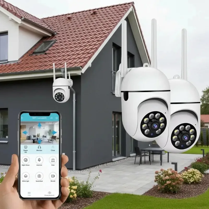 2K 4MP PTZ WiFi Security Camera 4X Digital Zoom Outdoor Wireless IP Camera Color Night Vision Two-Way Audio Monitor