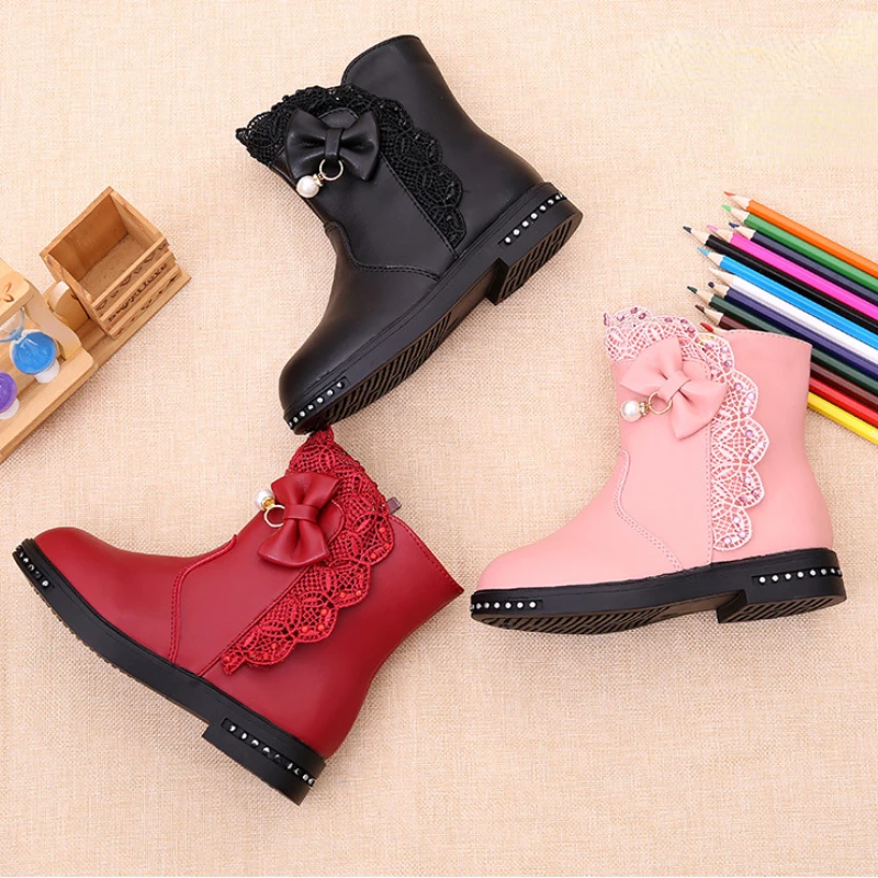 Bota Infantil Menina Kid Fashion Boot neue warme Prinzessin Schuhe Mädchen Stiefeletten Schneeschuhe Retro kurze Stiefel Kinder stiefel Kinder schuh