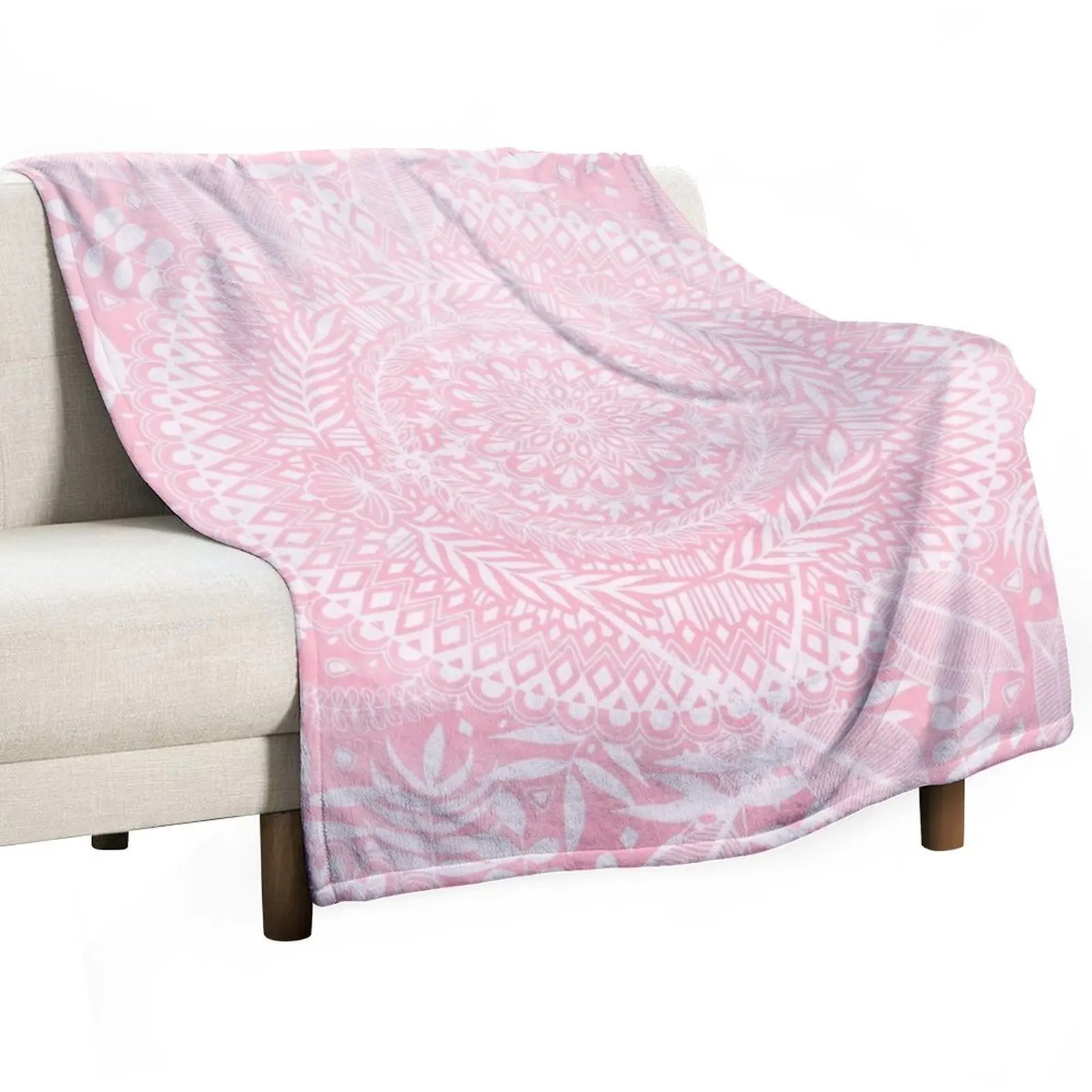 Medallion Pattern in Blush Pink Throw Blanket Bed linens heavy to sleep Decorative Beds bed plaid Blankets