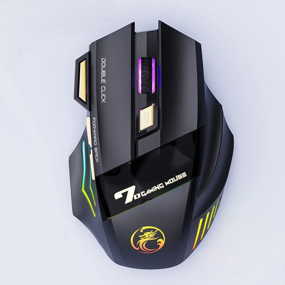 

7-key 2.4G silent rechargeable colorful breathing light wireless gaming mouse without double clicking