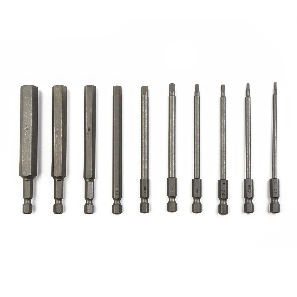 

10pcs Hex Head Wrench Drill Bit 100mm Steel Screwdriver Bits Metric Magnetic Tip Hand Electric Screwdrivers Accessories