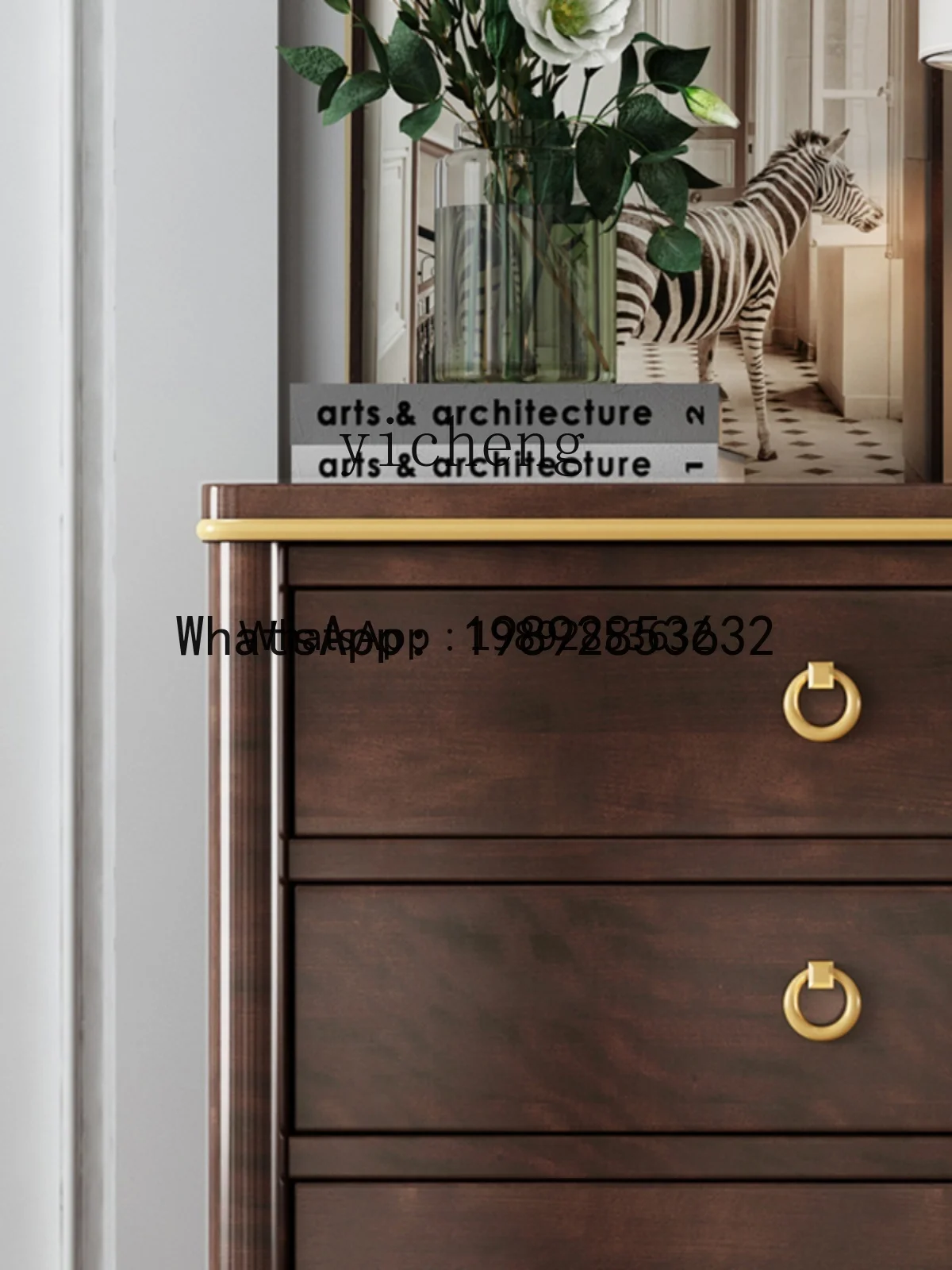 ABC Solid Wood Chest of Drawers Wood Storage Cabinet TV Side Cabinet