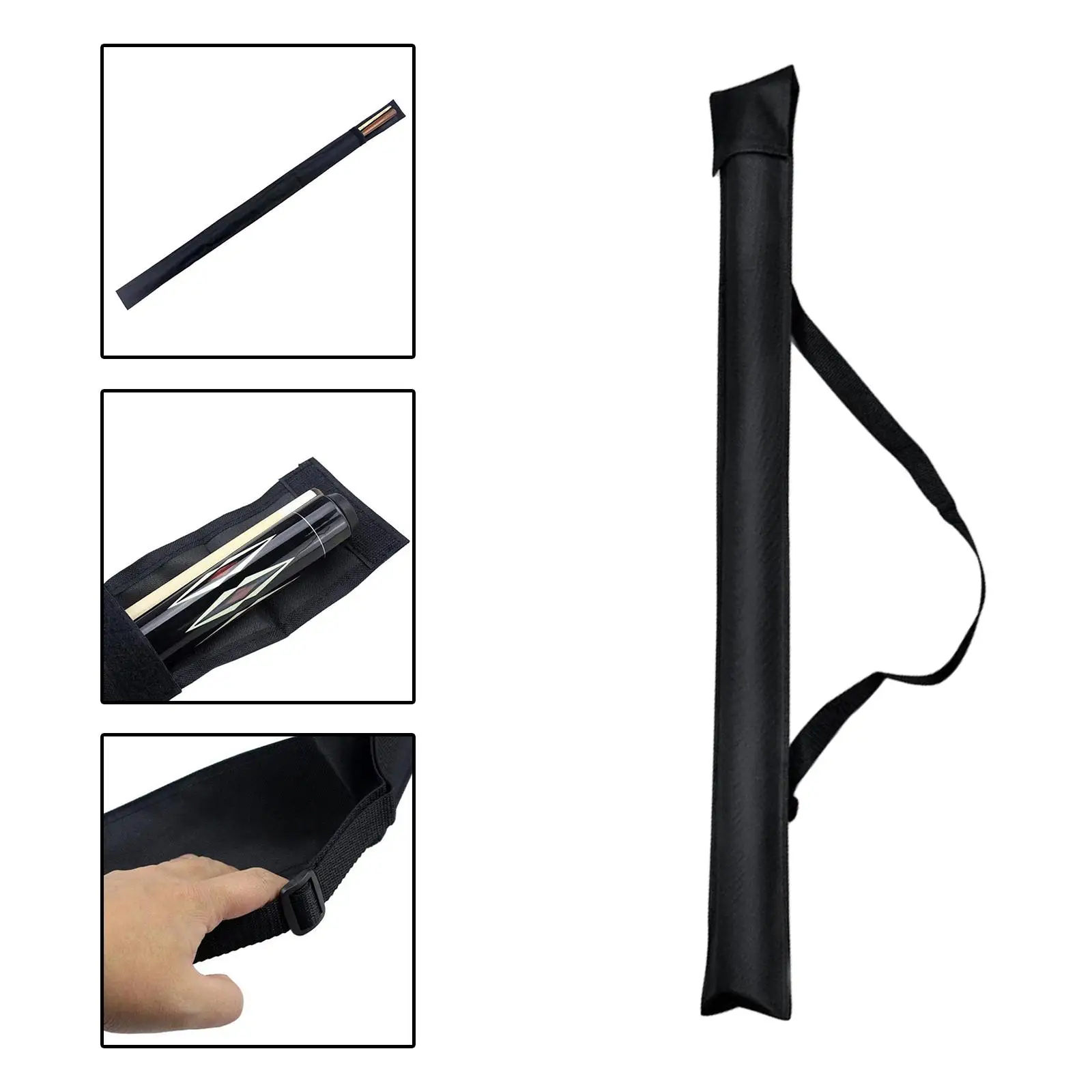 Portable Billiard Cue Bag Pool Cue Storage Bag Carry Bag for 3/4 Billiard Stick Rod Black with Adjustable Strap Pool Cue Bag