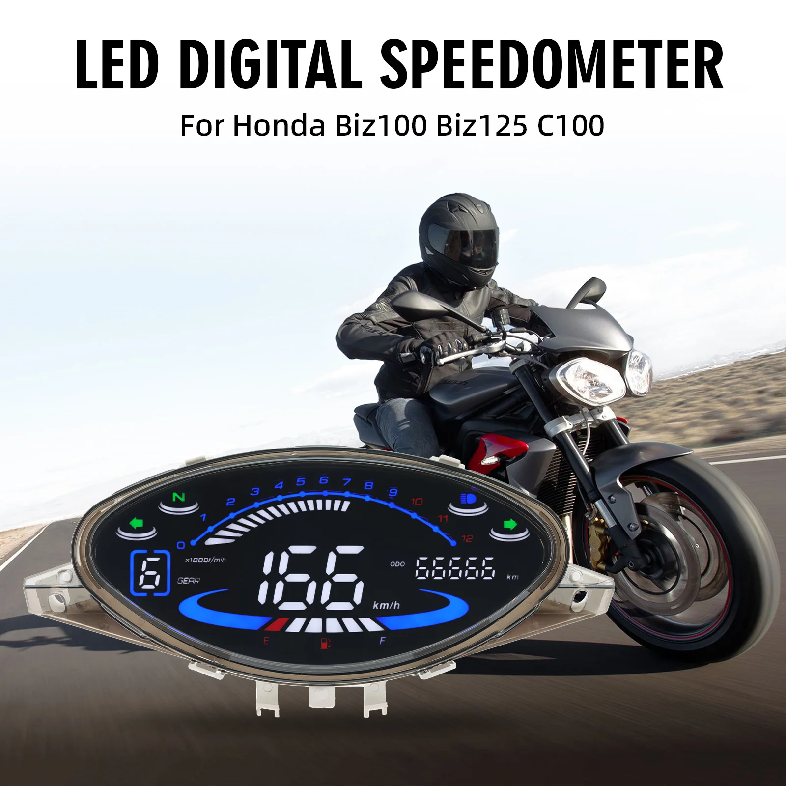 2024 New LED Digital Motorcycle Speedometer RPM Tachometer Odometer Dashboard for BIZ100 Biz100 C100 Colombia,Brazil