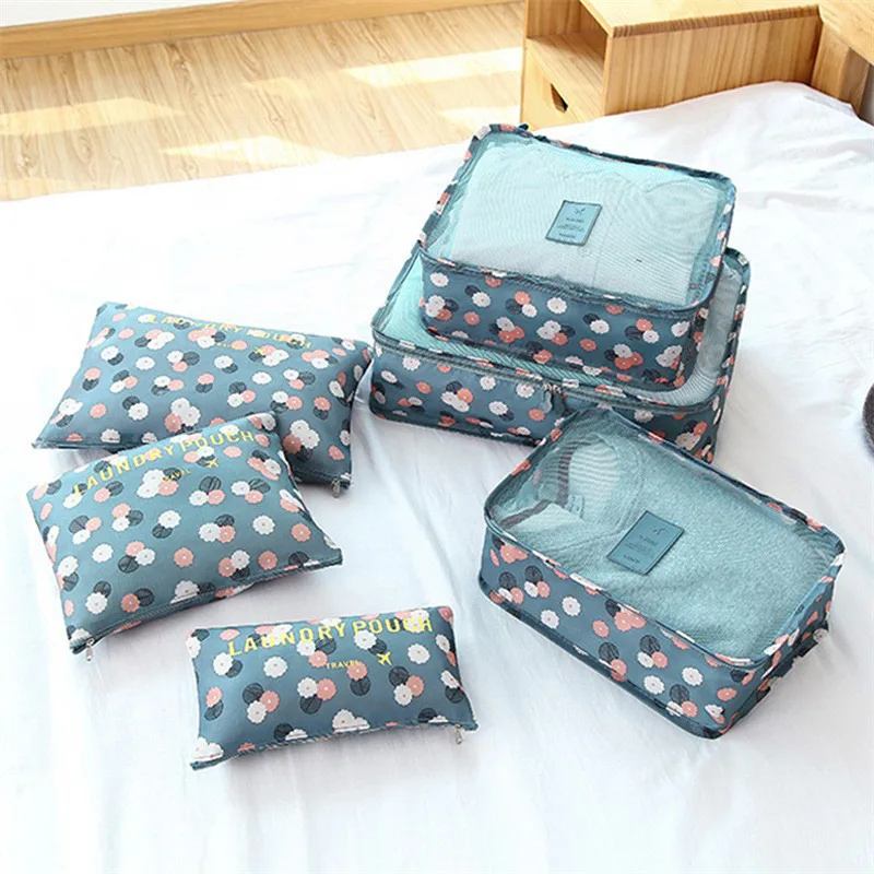 6 PCS Travel Storage Bag Set for Clothes Tidy Organizer Wardrobe Suitcase Pouch Travel Organizer Bag Case Shoes Packing Cube Bag