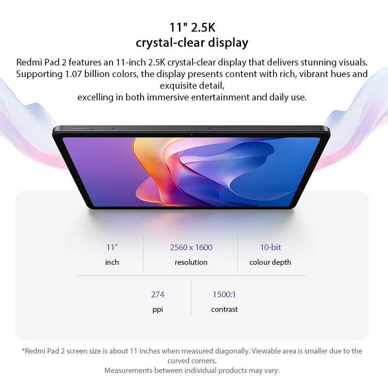 Global Version Xiaomi Redmi Pad 2 WiFi 128GB/256GB Advanced Helio G100-Ultra 11" 9000mAh Battery 2.5K Cystal-clear Display