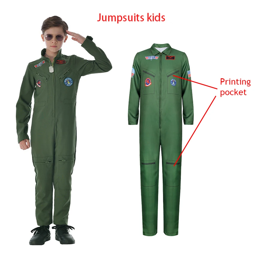 Pilot Cosplay Anime Halloween Kostüme für Kind Männer Amerikanischen Ace Aviator Air Force Pilot Uniform Overalls Karneval Anzüge Kleidung