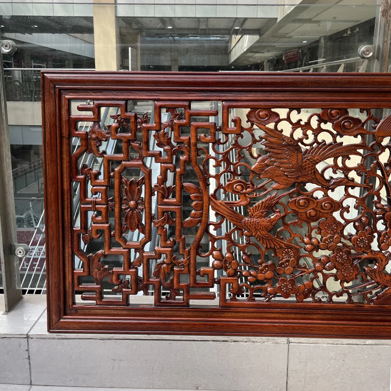 Dongyang wood carving living room wall hanging Fu Lu Shouxi decorative painting Chinese plaque real sofa background wall decorat