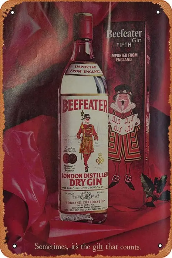 Vintage Beefeater Gin Advertisement - Poster | Canvas Wall Art Print Vintage Metal Tin Sign Poster Retro Garage Yard Home Cafe B