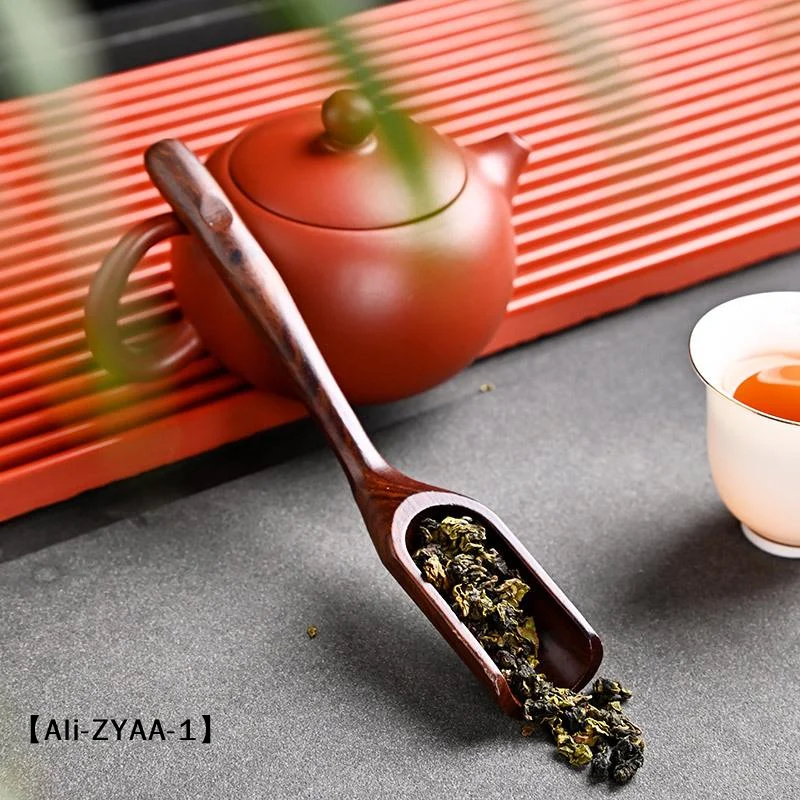 【A】1Pcs Vintage Ebony Tea Spoon Solid Wood Handle Teaspoon Natural Tea Shovel Tea Ceremony Accessories Teaspoon Gift Portable